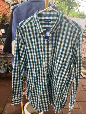 Men long sleeve plaid shirt